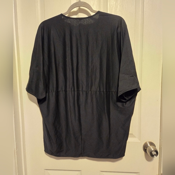 Cos Blouse Silk V-Neck Top Overshirt Women's Size Small Color Black - Picture 2 of 9